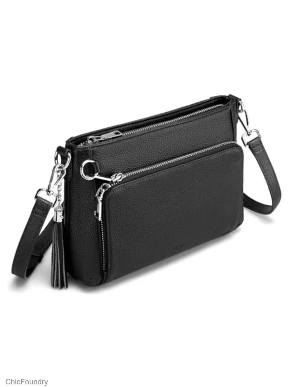 Anti Theft Genuine Leather Crossbody Bag with Built-in Wallet RFID